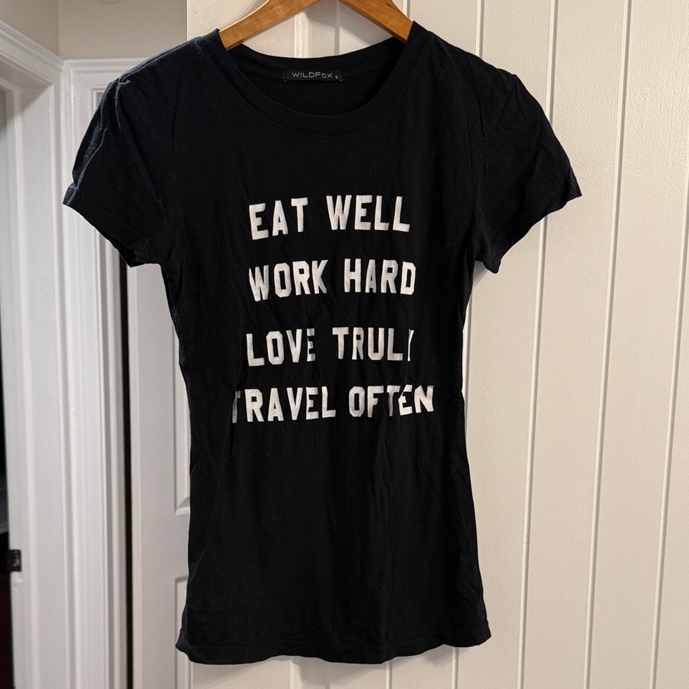 Wildfox Black Tee with Motivational Text